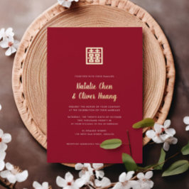 Moderne Chinese dubbele geluk Wedding REAL Folie Uitnodiging