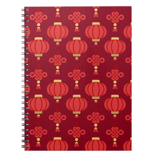 Moderne Chinese rode lantaarn patroon Notitieboek (Voorkant)