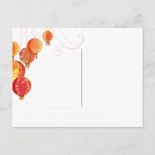 Moderne Chinese rode lantaarns die de datum beware Aankondigingskaart (Achterkant)