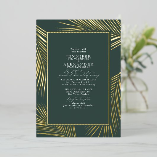 Moderne Chinese tropische kever Folie Uitnodiging (Staand Voorkant)