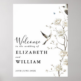 Moderne Chinoiserie Bloemen Huwelijk Welkom Teken Poster