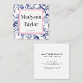 Moderne Chinoiserie Custom Typography Vierkante Visitekaartje (Voorkant / Achterkant)