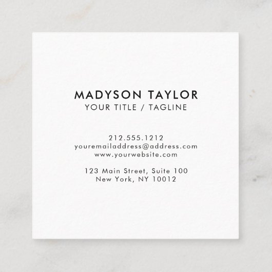 Moderne Chinoiserie Custom Typography Vierkante Visitekaartje (Achterkant)