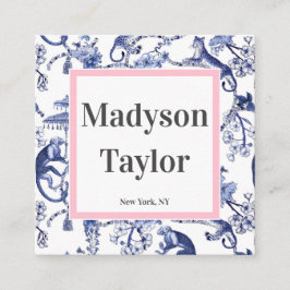 Moderne Chinoiserie Custom Typography Vierkante Visitekaartje