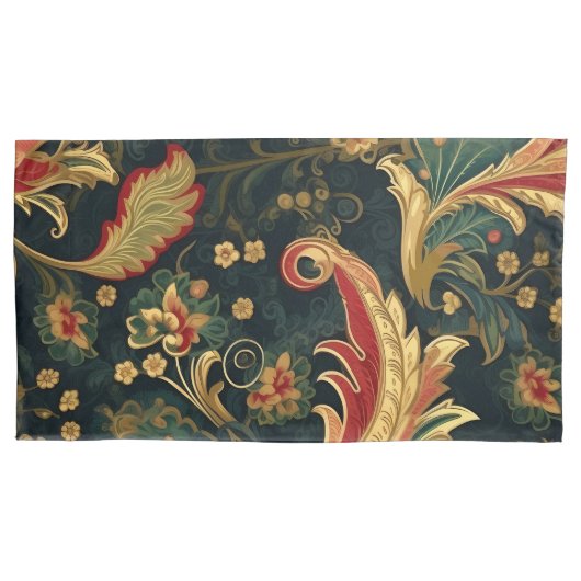 Moderne Chinoiserie Groen en Rood Kussensloop (Voorkant-Links)