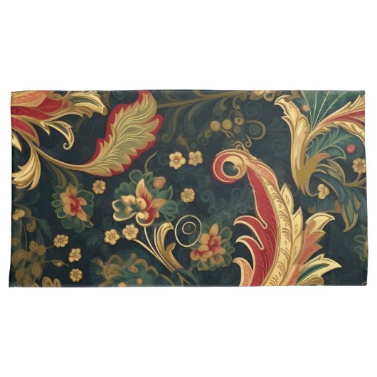 Moderne Chinoiserie Groen en Rood Kussensloop (Voorkant-Rechts)