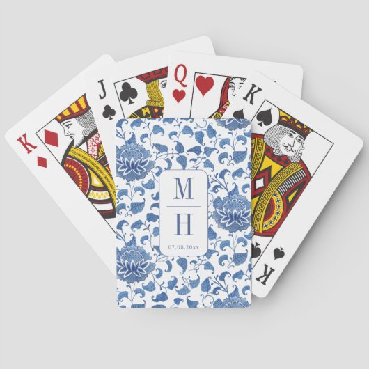 Moderne Chinoiserie Monogram Huwelijksgunst Pokerkaarten (Achterkant)