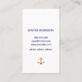 Moderne chique advocaat bij wet midnight blauw wit visitekaartje (Achterkant)