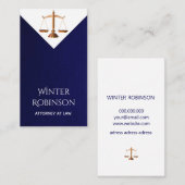 Moderne chique advocaat bij wet midnight blauw wit visitekaartje (Voorkant / Achterkant)