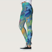 Moderne chique aqua blauw zeeleven oceaan zeesterr leggings (Links)