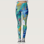 Moderne chique aqua blauw zeeleven oceaan zeesterr leggings (Voorkant)