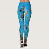 Moderne Chique Aqua Blue Marine Life Oceaan Kleurr Leggings (Achterkant)