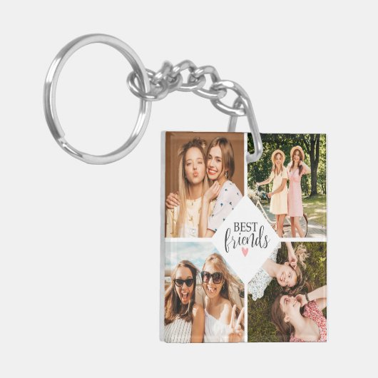 Moderne Chique Beste Vriend BFF Foto Sleutelhanger (Voorkant Links)