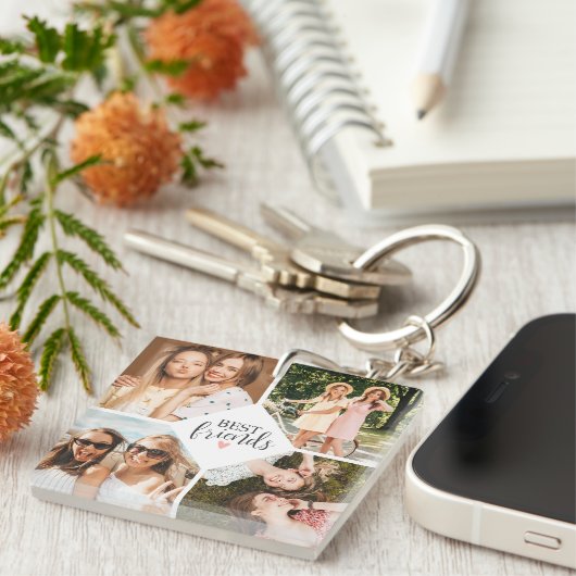Moderne Chique Beste Vriend BFF Foto Sleutelhanger (Voorkant Rechts)
