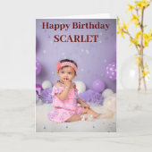 Moderne Chique Blauwe Aangepaste Foto Verjaardag G Kaart (Gele Bloem)