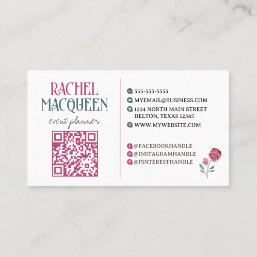 Moderne chique bloemenbloemen Waterverf Visitekaartje (Achterkant)