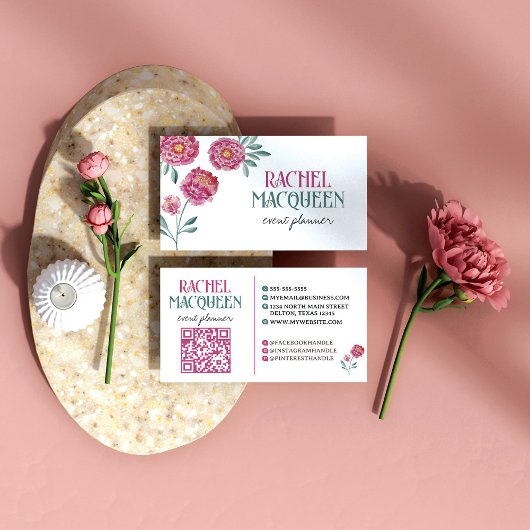 Moderne chique bloemenbloemen Waterverf Visitekaartje