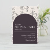 Moderne chique bloemenboog bruids douche uitnodigi kaart (Staand voorkant)