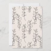 Moderne chique bloemenboog hennen feestuitnodiging kaart (Achterkant)