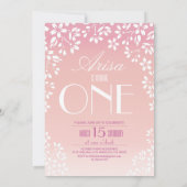 Moderne chique bloemenfoto 1e verjaardag: SAKURA Kaart (Achterkant)