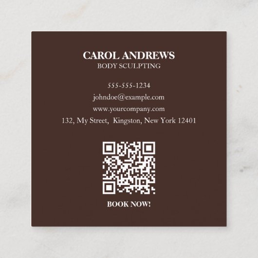 Moderne Chique Body Sculpting Waxing Massage QR Co Vierkante Visitekaartje (Achterkant)