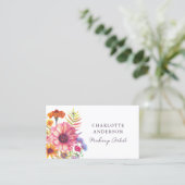 Moderne chique Boheemse Waterverf Boho Florals Visitekaartje (Staand voorkant)