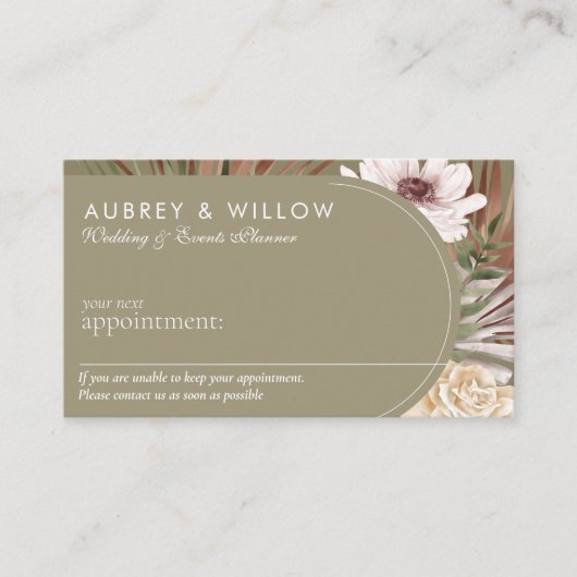 Moderne chique Boheemse Waterverf Florals Foto Boo Afsprakenkaartje (Voorkant)