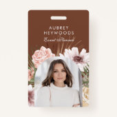 Moderne chique Boheemse Waterverf Florals Foto Boo Badge (Voorkant)