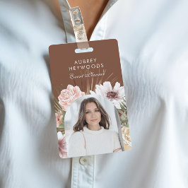 Moderne chique Boheemse Waterverf Florals Foto Boo Badge