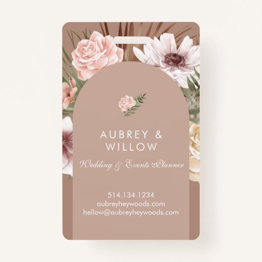 Moderne chique Boheemse Waterverf Florals Foto Boo Badge (Achterkant)