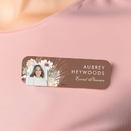 Moderne chique Boheemse Waterverf Florals Foto Boo Naamplaatje