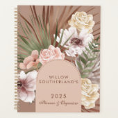 Moderne chique Boheemse Waterverf Florals Foto Boo Planner (Voorkant)