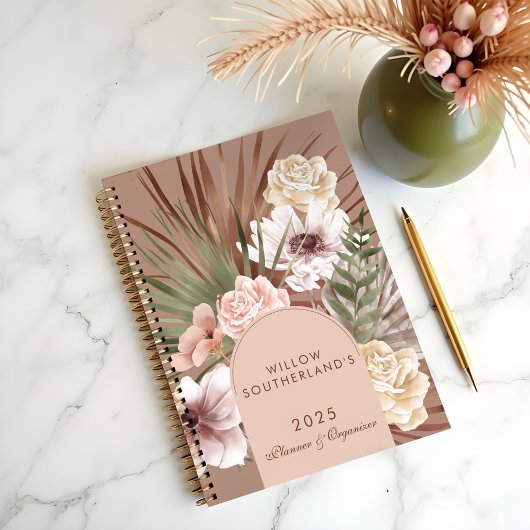 Moderne chique Boheemse Waterverf Florals Foto Boo Planner