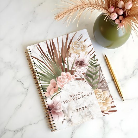 Moderne chique Boheemse Waterverf Florals Foto Boo Planner