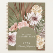 Moderne chique Boheemse Waterverf Florals Foto Boo Planner (Voorkant)