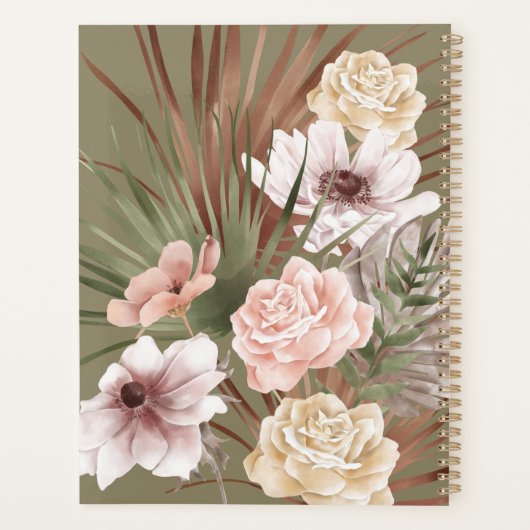 Moderne chique Boheemse Waterverf Florals Foto Boo Planner (Achterkant)
