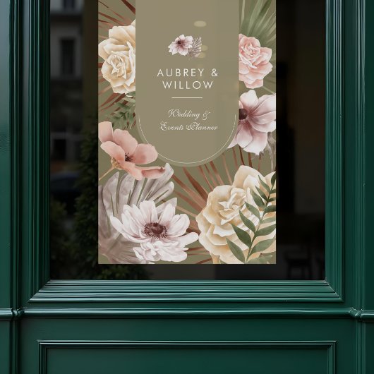 Moderne chique Boheemse Waterverf Florals Foto Boo Raamsticker