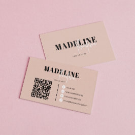 Moderne Chique Boho Beige Vrouwelijke QR-code Visitekaartje