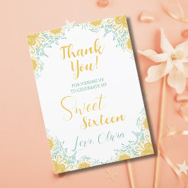 Moderne chique Boho bloemig zoet 16 verjaardagsfee Bedankkaart