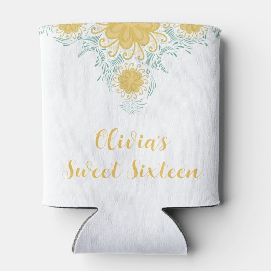 Moderne chique Boho bloemig zoet 16 verjaardagsfee Blikjeskoeler (Achterkant)