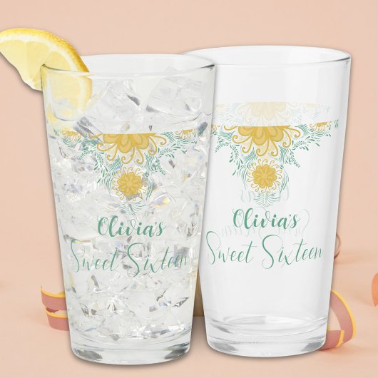 Moderne chique Boho bloemig zoet 16 verjaardagsfee Glas