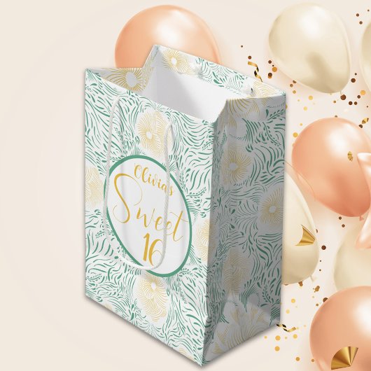 Moderne chique Boho bloemig zoet 16 verjaardagsfee Medium Cadeauzakje
