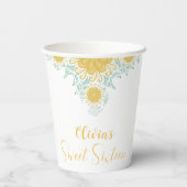 Moderne chique Boho bloemig zoet 16 verjaardagsfee Papieren Bekers (Achterkant)