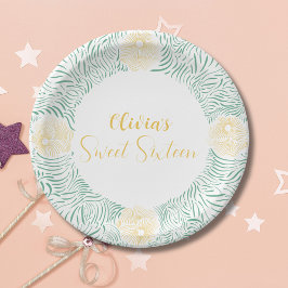 Moderne chique Boho bloemig zoet 16 verjaardagsfee Papieren Bordje