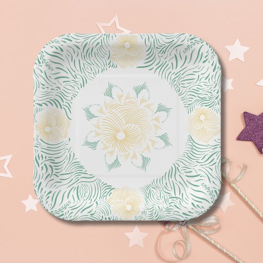 Moderne chique Boho bloemig zoet 16 verjaardagsfee Papieren Bordje