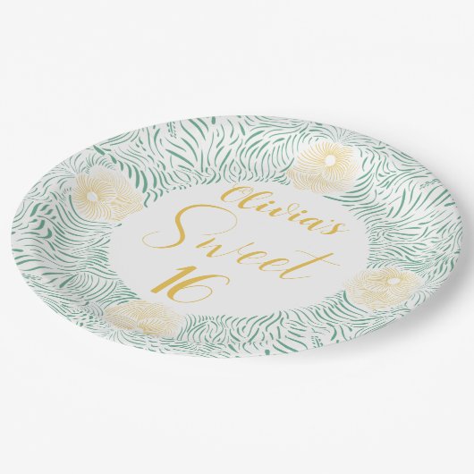 Moderne chique Boho bloemig zoet 16 verjaardagsfee Papieren Bordje (Gekanteld)