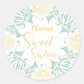 Moderne chique Boho bloemig zoet 16 verjaardagsfee Ronde Sticker (Voorkant)