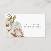 Moderne chique Boho Botanische Bloemen Wit Visitekaartje (Voorkant)