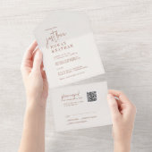 Moderne Chique Boho Cream Gewoon Liefde QR Code Br All In One Uitnodiging (Afscheurbaar)
