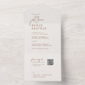 Moderne Chique Boho Cream Gewoon Liefde QR Code Br All In One Uitnodiging (Binnen)